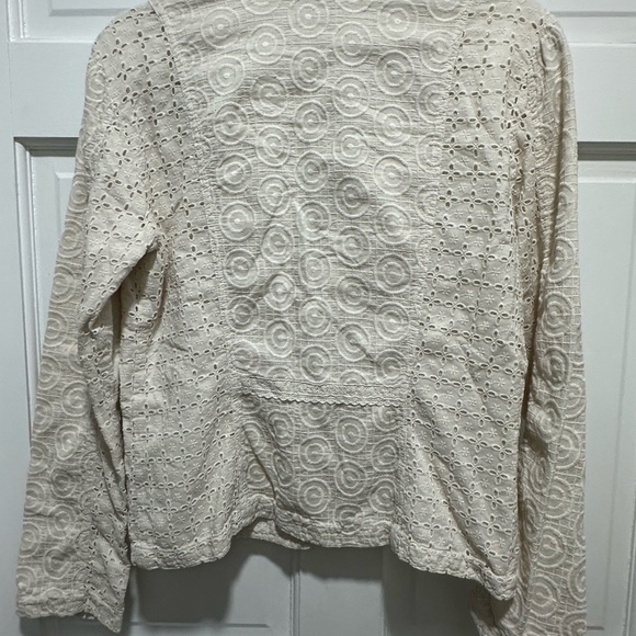 Johnny Was off white Lace 100% Cotton Eyelet Blazer Elegant Floral Design Size M - Picture 5 of 5